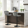 Adjustable gray velvet counter height chairs set of 2 with swivel design, perfect for modern home bars or dining rooms.