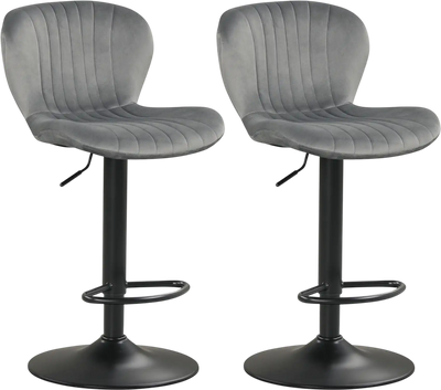 Costway Adjustable Counter Height Velvet Upholstered Bar Stools Set of 2 94344372 New