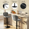 Adjustable gray velvet counter height chair with a round metal base, designed for comfort and stability in modern.