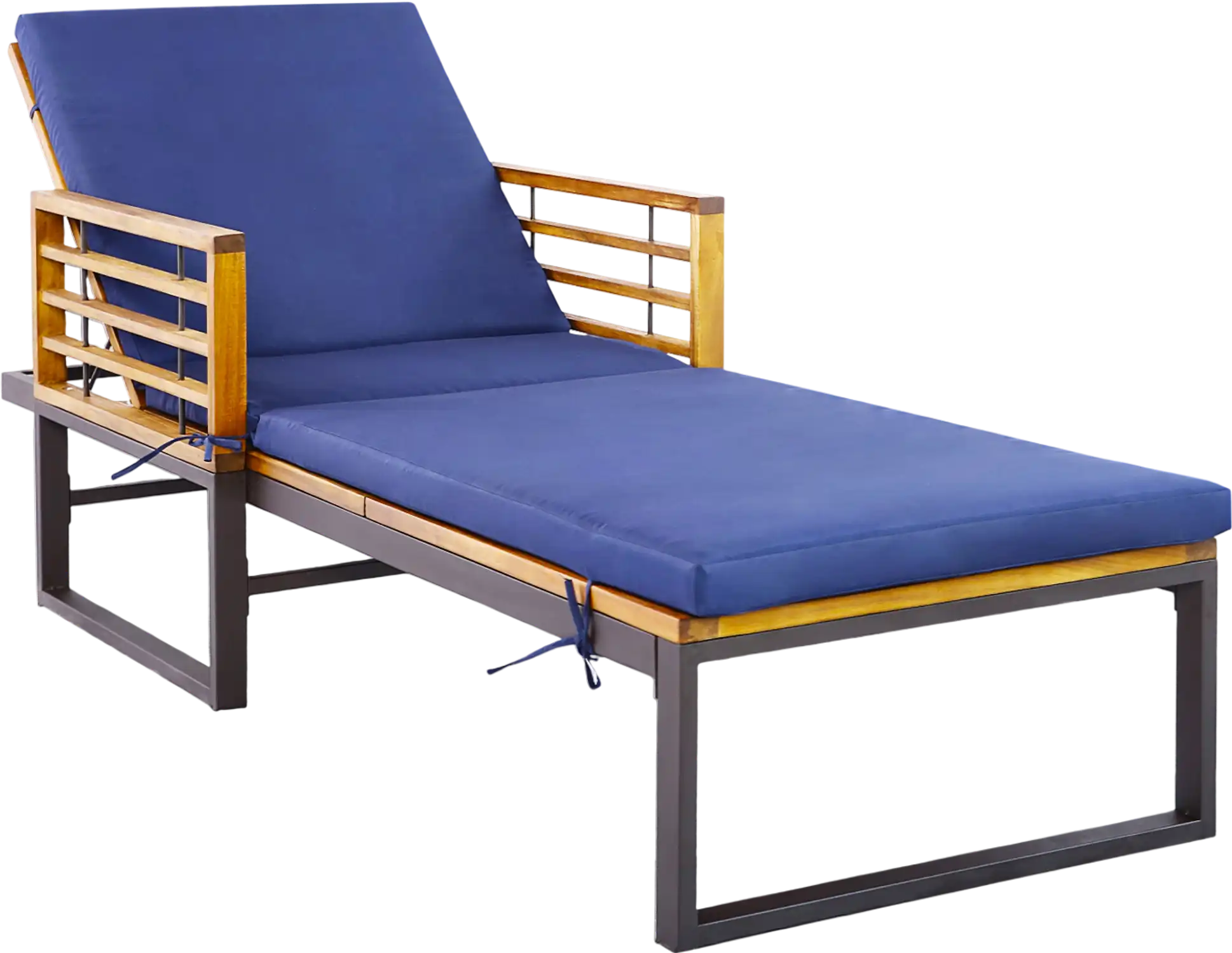 Costway Adjustable Cushioned Patio Chaise Lounge Chair Navy 4-Level Backrest 97254183 New
