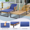 Adjustable cushioned patio chaise lounge chair in navy with removable cushion, sturdy acacia wood, ideal for outdoor.