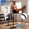 Adjustable dip bar station in black with heavy-duty metal construction, 660 lbs capacity, ideal for home gym workouts.