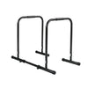 Adjustable dip bar station in black with 660 lbs capacity, featuring foam-padded handles for strength training and.