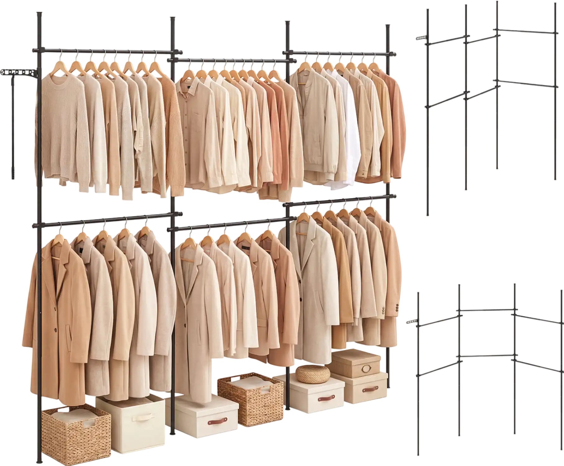 Costway Adjustable Floor to Ceiling Clothes Rack 6 Hanging Rods 34680852 New