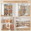 Adjustable floor-to-ceiling clothes rack with 2, 4, or 6 hanging rods, suitable for versatile installation options.