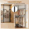 Adjustable floor-to-ceiling clothes rack with 2 sturdy hanging rods, perfect for maximizing wardrobe space and organization.