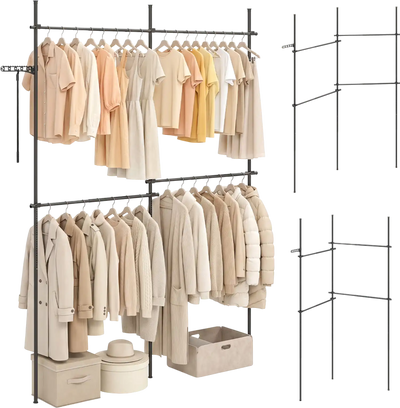 Costway Adjustable Floor to Ceiling Clothes Rack 4 Hanging Rods 52600254 New