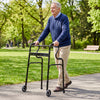 Adjustable Heavy-Duty Folding Walker with Unidirectional Wheels and Bi-Level Armrests-Black - Gallery View 1 of 11