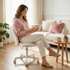 Ergonomic makeup chair with lumbar support features a sleek design and plush velvet, perfect for home office or study use.