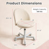 Ergonomic makeup chair with lumbar support features plush velvet, adjustable height, and 360-degree rotation for comfort.