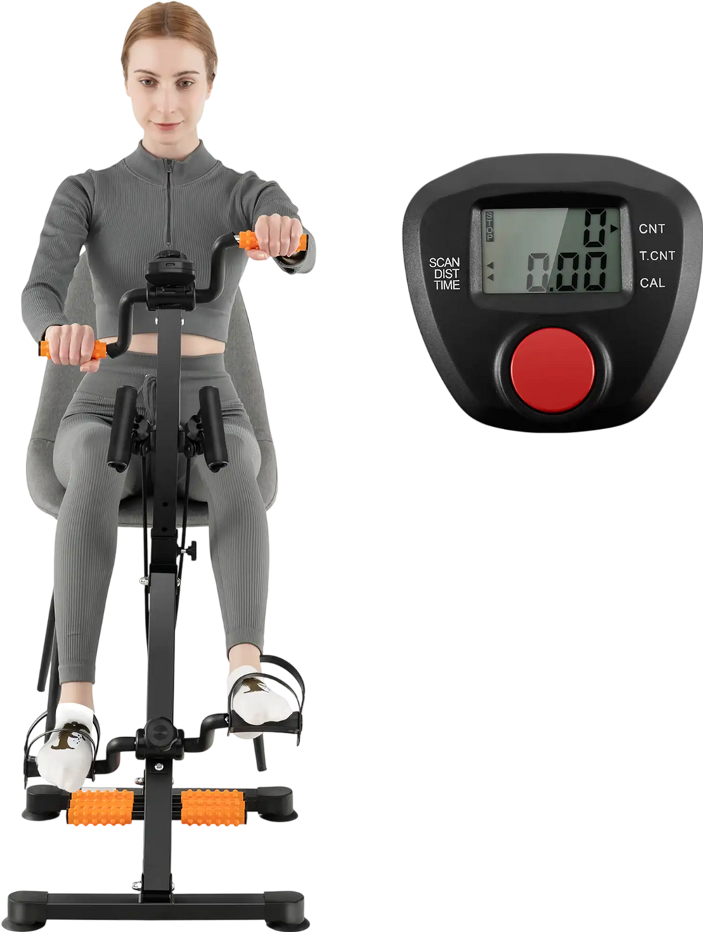 Adjustable LCD pedal exercise bike with clear sport data display, designed for daily home exercise and rehabilitation.