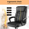 High back ergonomic executive chair in black with thick headrest, adjustable height, and padded armrests for comfort.