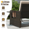 Side view of the Premium Adjustable Outdoor Patio Daybed Set in mix brown PE rattan, featuring foldable side tables and.