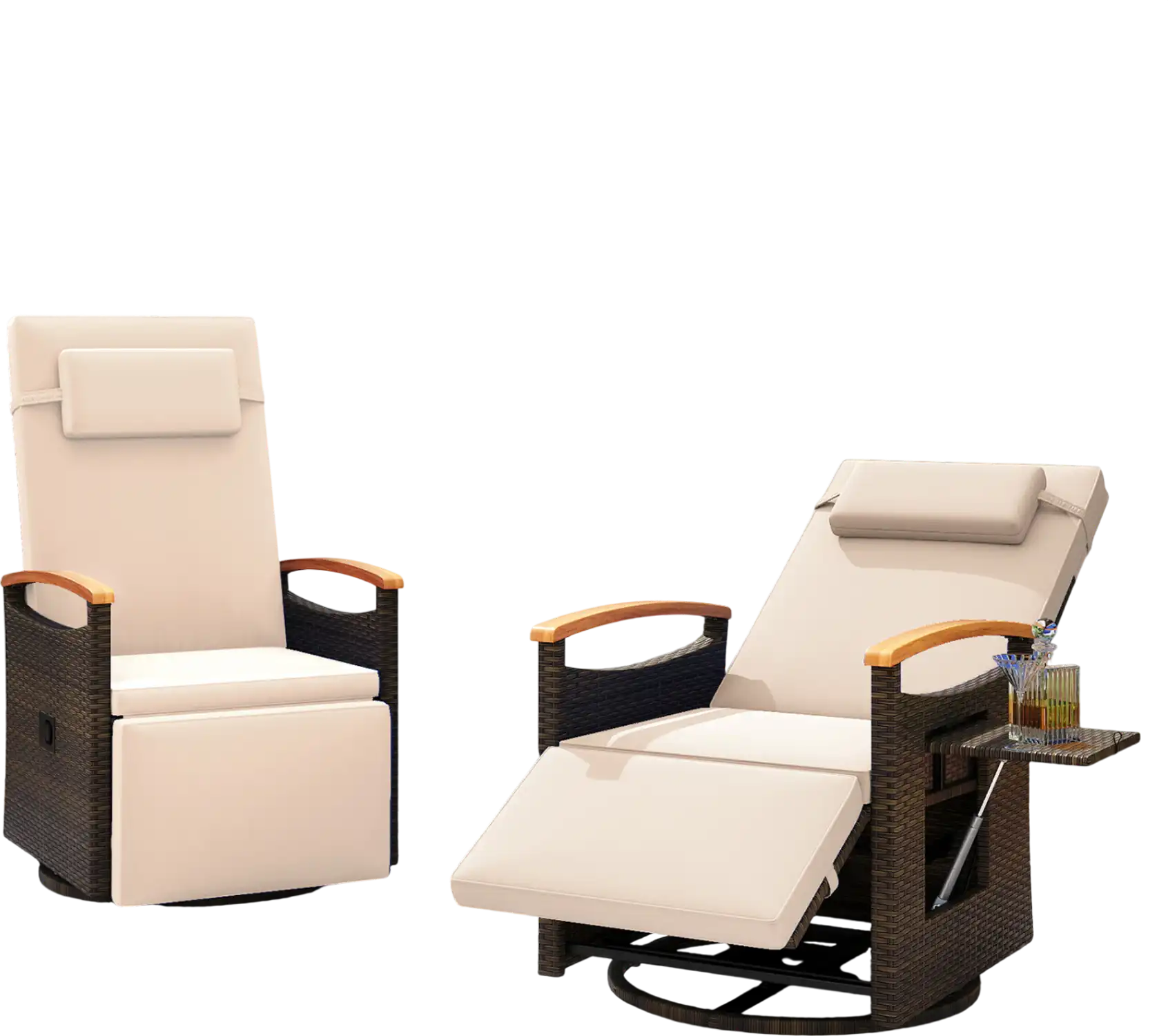 Costway Outdoor Recliner Chaise Lounge Chair Adjustable 150° Backrest Footrest 36277230 New