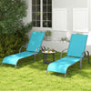 Adjustable Patio Chaise Folding Lounge Chair with Backrest-Turquoise - Gallery View 1 of 9