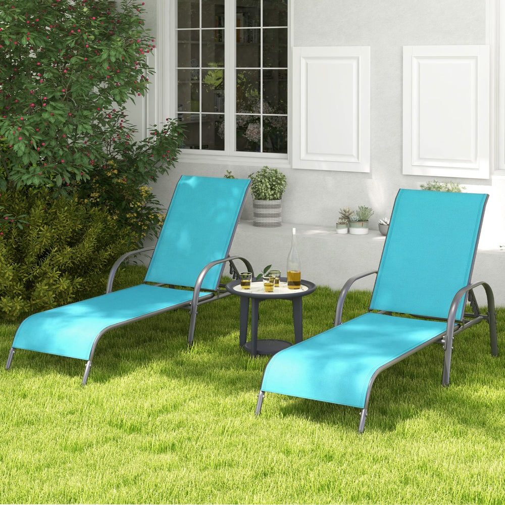 Adjustable Patio Chaise Folding Lounge Chair with Backrest-Turquoise - Gallery View 1 of 9