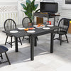 Adjustable gray patio dining table, expandable from 31.5" to 63", seating 4-6 people, perfect for outdoor use.