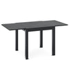 Adjustable gray patio dining table, expandable from 31.5" to 63", suitable for 4-6 people, ideal for outdoor use.