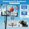 Height adjustable portable basketball hoop with 44" shatterproof PC backboard, ideal for backyard and driveway use.