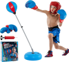 Adjustable punching bag with stand and gloves, designed for kids and adults, promoting hand-eye coordination and.