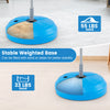 Stable weighted base for adjustable punching bag, fillable with sand or water for enhanced stability and safety.