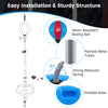 Adjustable punching bag stand with a blue wear-resistant ball, sturdy base, and included gloves for all ages.