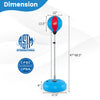 Adjustable punching bag with stand in blue, featuring a soft PE cover, for both adults and kids, height adjustable for.