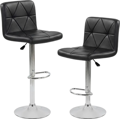 Costway Adjustable Swivel Bar Stools Set of 2 w/ Back Footrest 19256657 New
