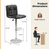 Adjustable swivel barstool dimensions with black faux leather, 25"/33" height, and 335 lbs capacity for kitchen or bar.