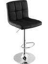 Adjustable swivel bar stool with black PU leather seat and chrome base, perfect for kitchen or dining areas.