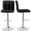 Adjustable swivel bar stool with black PU leather seat and chrome base, featuring a backrest and footrest for comfort.