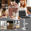 Adjustable swivel bar stool with black PU leather seat and backrest, ideal for kitchen, pub, or restaurant use.