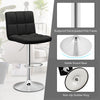 Adjustable swivel bar stool with black PU leather seat, chrome base, and rubber ring for stability, perfect for.