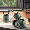 Adjustable 4 in 1 weight dumbbell set with foam grip and 16 weight plates for versatile home workouts.
