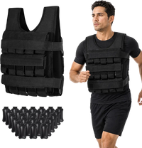 Adjustable black weighted vest with removable iron weights, designed for versatile strength training and outdoor workouts.