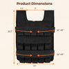 Adjustable weighted vest in black with dimensions 20.5" x 14" x 7" for versatile strength training and workouts.