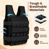 Adjustable black weighted vest made of tough 1080D polyester with removable weights for versatile strength training workouts.