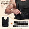 Adjustable weighted vest in black with removable iron weights, ideal for home and outdoor strength training workouts.