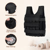 Adjustable black weighted vest made of 1080D polyester with removable weights, ideal for strength training and workouts.