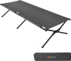 Folding camping cot in gray with sturdy iron frame, portable design, and 600D oxford fabric for outdoor use.