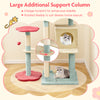 Multi-level kitten tower with flower-shaped perch, cozy condo, and sisal scratching posts for playful cat relaxation.