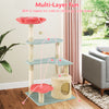 Multi-level 49-inch floral kitten tower with plush padded perch, cat condo, and sisal scratching posts for playful.
