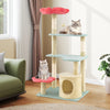 Multi-level 49-inch floral kitten tower with plush padded perch, cat condo, and sisal scratching posts for playful cats.