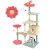 Multi-level floral kitten tower with padded flower perch, natural sisal scratching posts, and cozy cat condo for play.