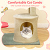 Multi-level kitten tower with flower-shaped perch and cozy cat condo, perfect for relaxation and play.