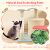 Multi-level 49-inch kitten tower with flower-shaped perch, natural sisal scratching posts, and plush fabric for comfort.