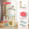 Multi-level floral kitten tower with plush flower-shaped perch, scratching posts, and cozy condo for playful cats.