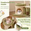 Multi-level 38-inch tall kitten tower in green with cozy cat condo and removable thick-padded bed for lounging.