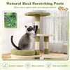 Multi-level 38-inch kitten tower in green with natural sisal scratching posts, cozy bed, and secure condo for cats.