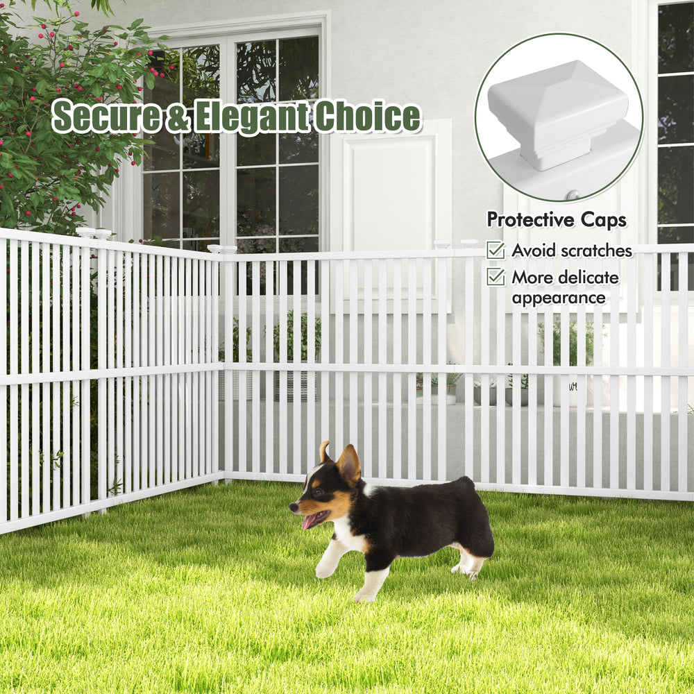Air conditioner fence panel in white with protective caps, designed for outdoor stability and air circulation.